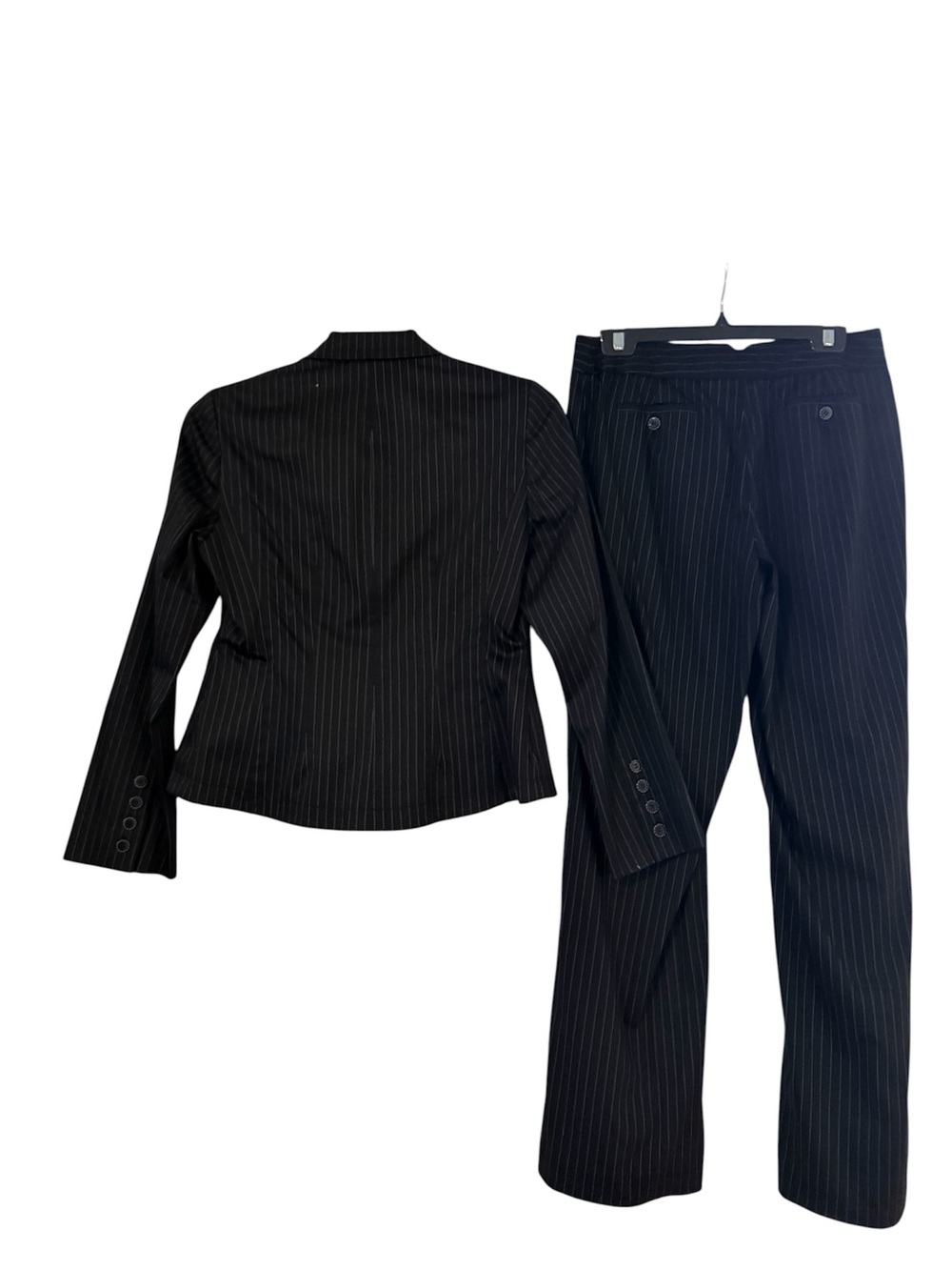 Anne Klein Black Pinstripe Women's Pant Suit - Two-Button Blazer & Trousers - Picture 5 of 5
